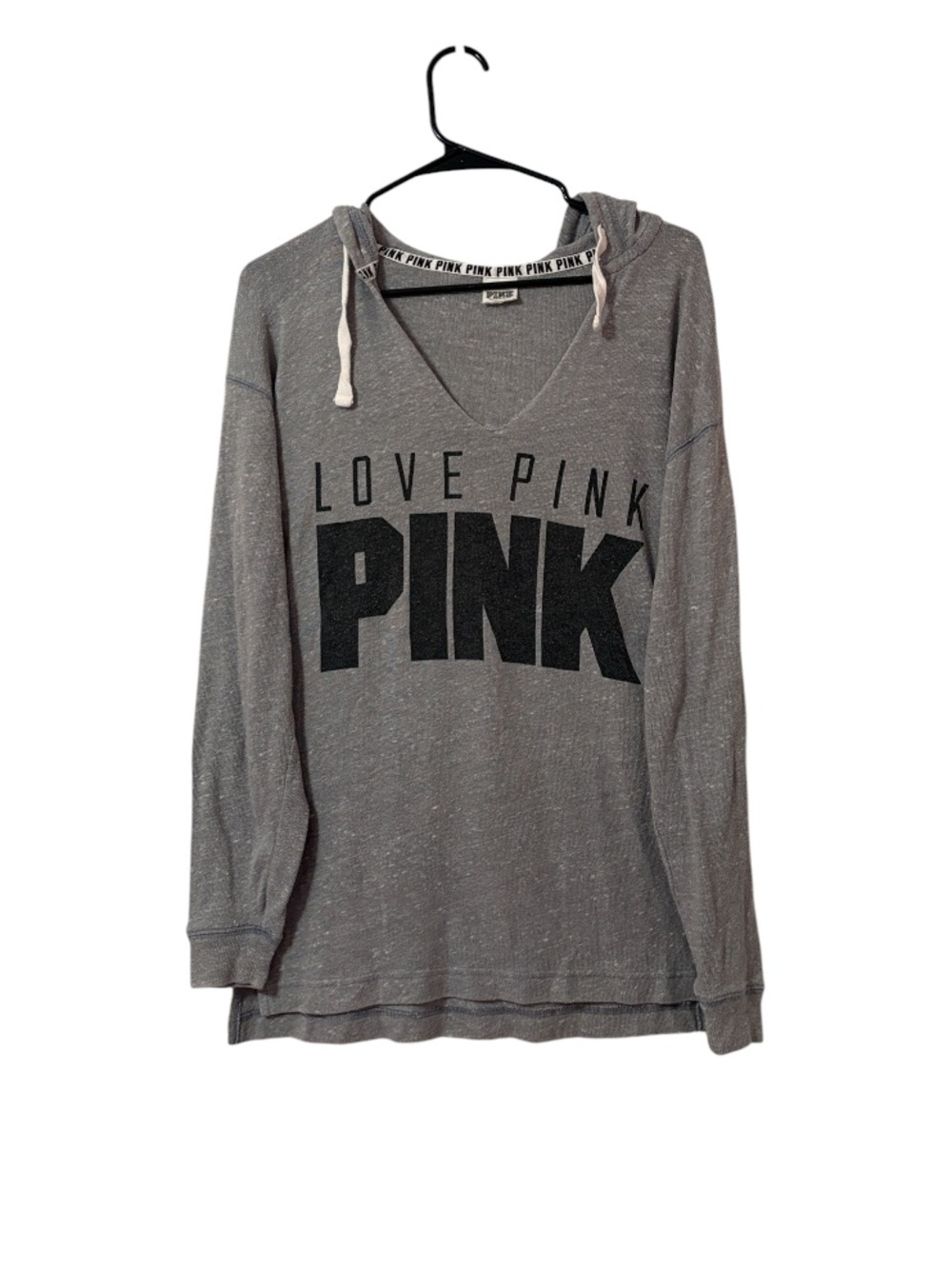 PINK LOVE PINK Gray Lightweight Athletic Graphic Hoodie